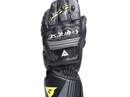 Dainese Druid 4 Leather Gloves Charcoal Gray Fluorescent Yellow - Large on Sale