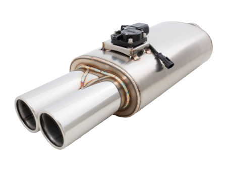 2.5 Inch Oval Varex Valved Muffler with 4 Inch Twin Tips on Sale