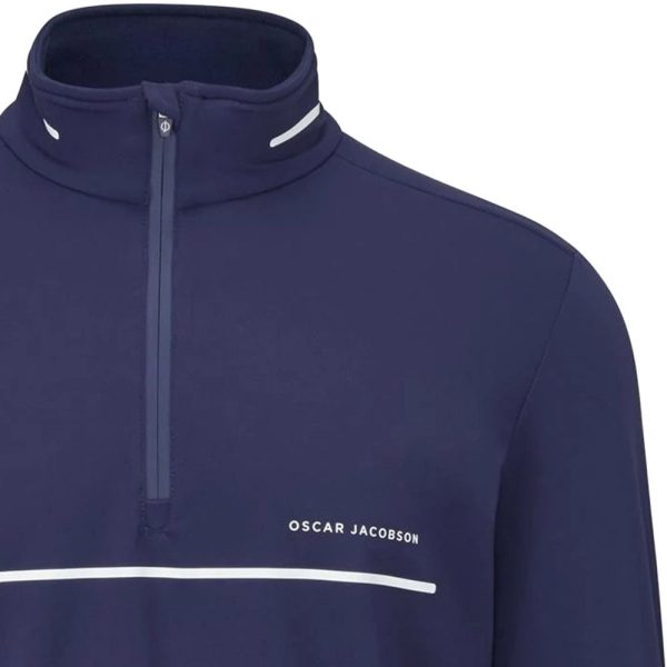 Oscar Jacobson Darwin 1 4 Zip Pullover - Navy White Discount