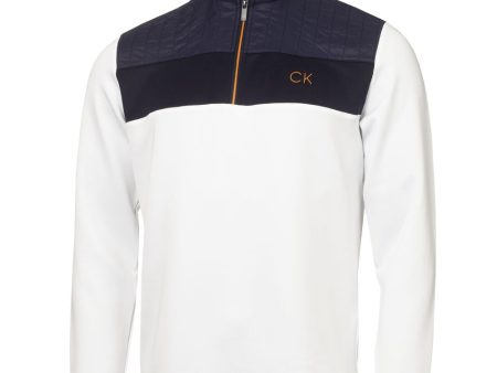 Calvin Klein Danvers 1 4 Zip Pullover - White Navy on Sale