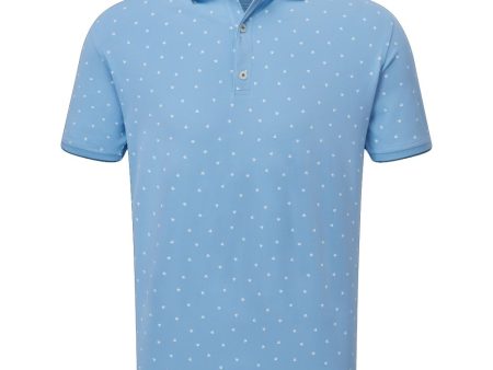 FootJoy Push Play Print Pique Polo Shirt - Dusk Blue White on Sale