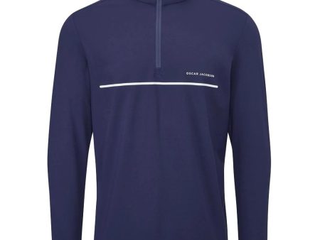 Oscar Jacobson Darwin 1 4 Zip Pullover - Navy White Discount