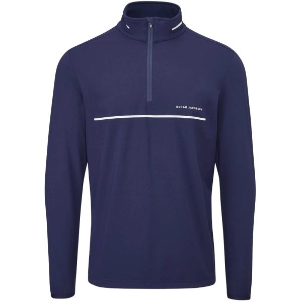 Oscar Jacobson Darwin 1 4 Zip Pullover - Navy White Discount